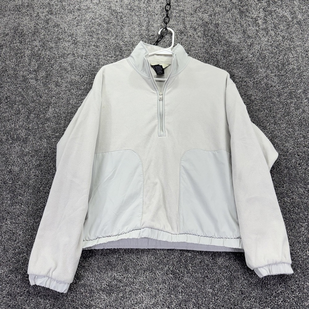 Vuori Sweatshirt Womens Medium White Fleece 1/4 Zip Pullover Mock Neck Outdoor